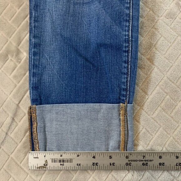 Gap Womens 8 Denim Jeans Blue Straight Crop Cuffed Low Rise Medium Wash Stretch - Picture 11 of 16